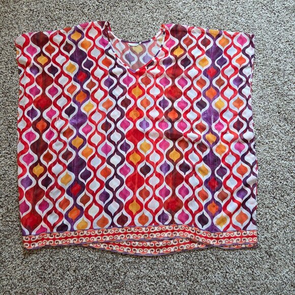Trina Turk Swim Cover Up Tunic Geometric Sheer Colorful MCM Women's One Size - Picture 1 of 6